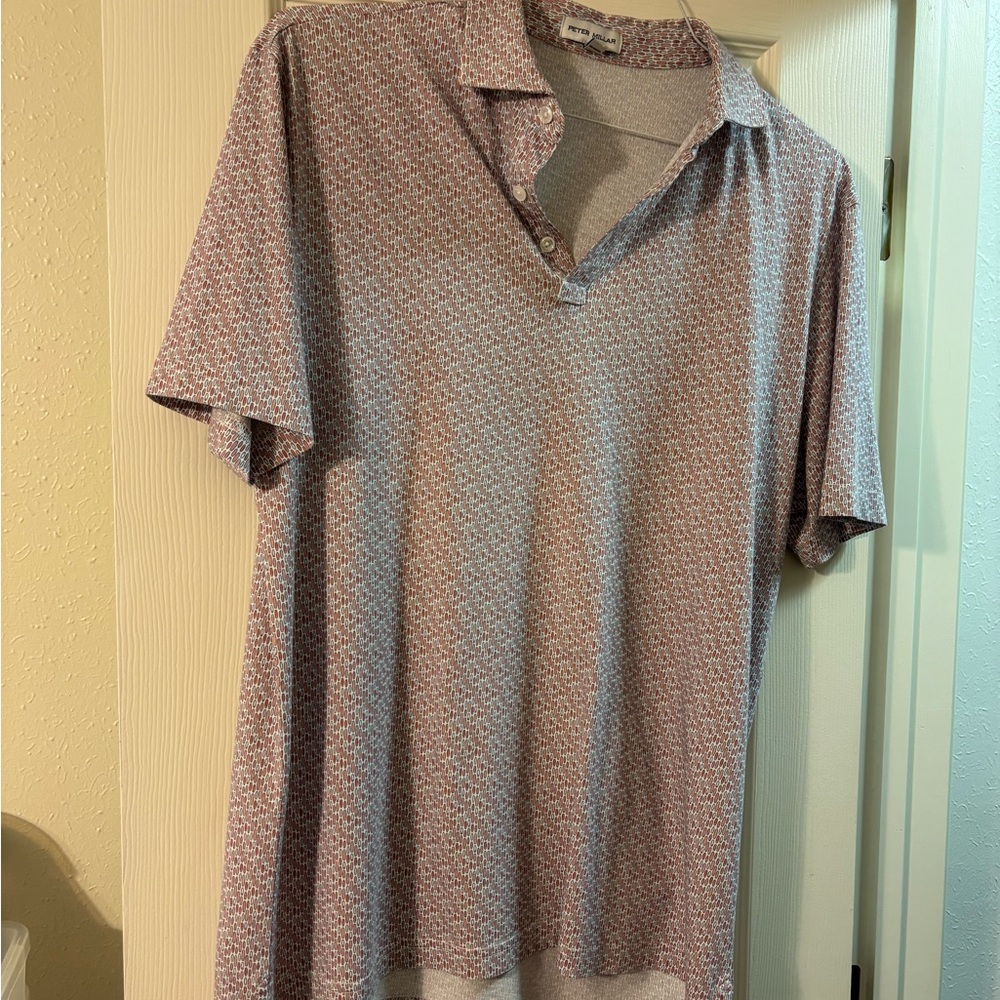 Peter Millar Blue and White Polo Shirt with Classic Style